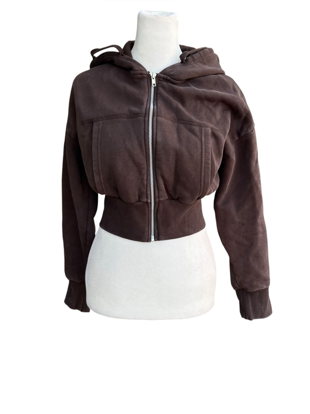 VINTAGE THREADZ Cropped Brown Zip Up Jacket Sz S